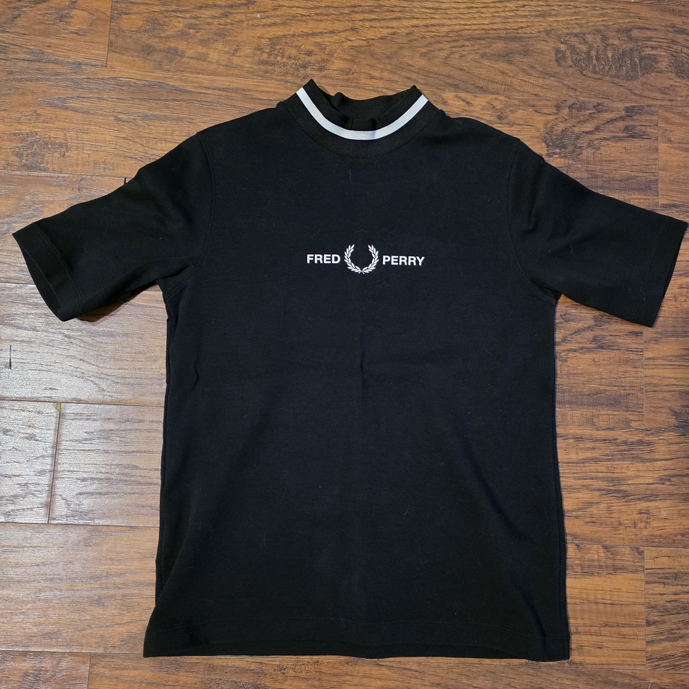 Fred Perry Womens Black Tee with White Accents